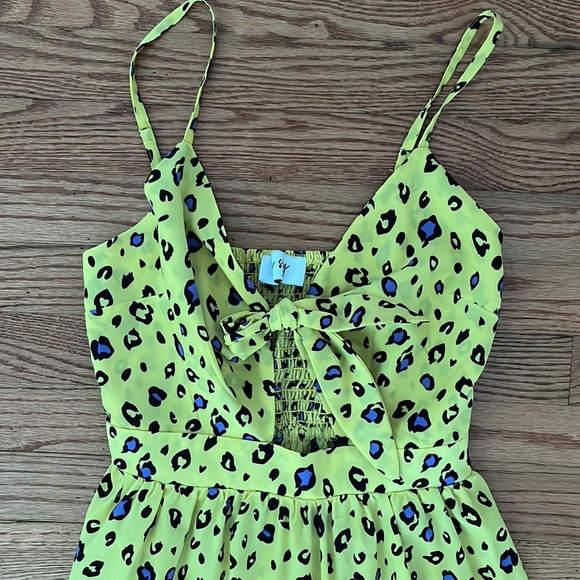 Jade Sky Yellow Black Leopard Animal Print Maxi Dress (Size M) - Picture 8 of 11